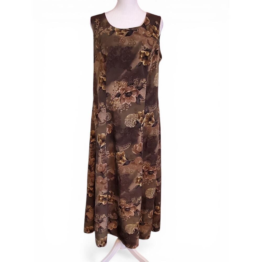 Vintage 90s Olive Moss Green Sleeveless A Line Maxi Dress Grunge Cottagegore